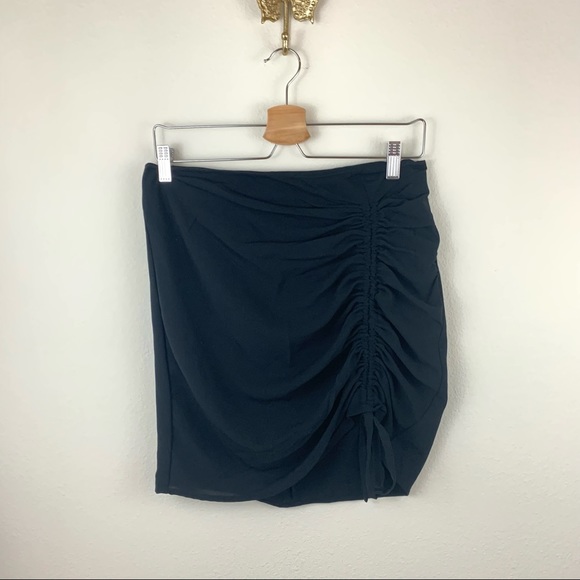 J.O.A. Black Side Ruched Drawstring Mini Skirt - Picture 2 of 9